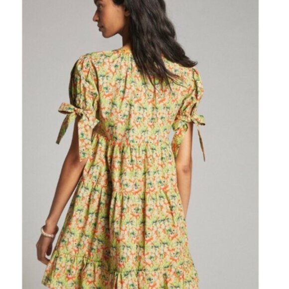 NWT Anthropologie Auretta Beaded Floral Mini Dress Size XS 100% Cotton HTF - Picture 13 of 16